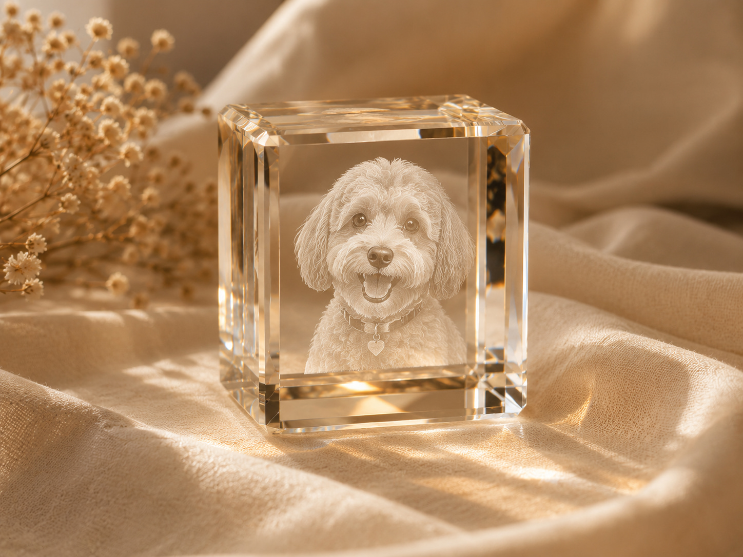 Golden Amber Square Crystal 3D Crystal