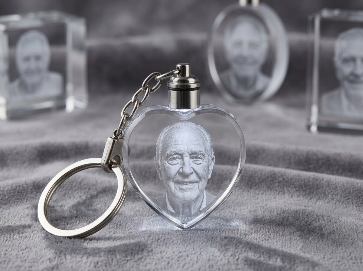 Led Heart 2D crystal Keychain